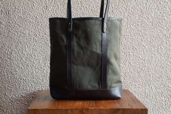 Slim Tote/Olive - Waxed Twill - 2 Weeks Preorder